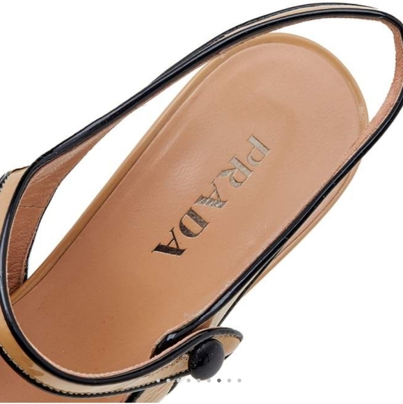 PRADA Peep Toe Leather Slingback Sandals - Picture 12 of 14